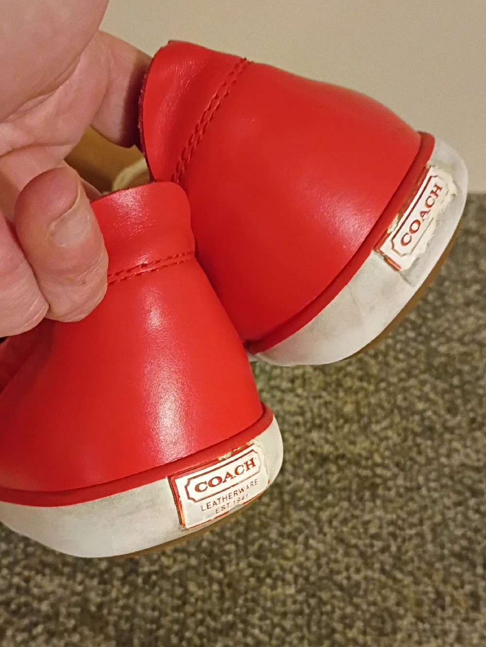 Coach Red Signature Canvas Lace-Up Sneakers Size 11